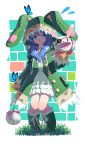  absurdres animal_ears blue_eyes blue_hair butterfly buttons date_a_live detached_sleeves eyepatch full_body highres hood hoodie long_sleeves oversized_clothes puppet rabbit rabbit_ears tail tu_wei yoshino_(date_a_live) yoshinon 
