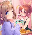  /\/\/\ 2girls ;p abe_nana ahoge bangs bbbannooo biting black_dress blurry blush bow breasts brown_eyes brown_hair candy child_drawing chocolate closed_mouth cup curtains depth_of_field dress embarrassed eyebrows_visible_through_hair eyelashes fingernails food food_in_mouth food_on_face fruit furrowed_eyebrows green_eyes hair_bow hair_ribbon handkerchief heart heart-shaped_pupils high_ponytail holding holding_cup hot_chocolate idolmaster idolmaster_cinderella_girls indoors kotatsu light_brown_hair long_sleeves looking_at_viewer magazine mandarin_orange marshmallow medium_breasts mug multiple_girls one_eye_closed open_magazine orange_hair ponytail purple_sweater rabbit red_bow red_eyes ribbon satou_shin sidelocks sleeveless sleeveless_dress sleeves_past_wrists smile spaghetti_strap steam surprised sweatdrop sweater symbol-shaped_pupils table tongue tongue_out turtleneck turtleneck_sweater twintails upper_body wall white_sweater wooden_floor 