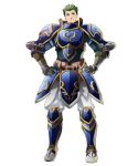  1boy armor armored_boots boots draug_(fire_emblem) fire_emblem fire_emblem:_mystery_of_the_emblem fire_emblem_heroes full_body gloves green_eyes green_hair highres itagaki_hako male_focus official_art solo transparent_background 