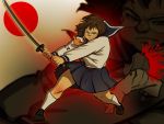  blood glasses mizukiyo_jiro plump school_uniform serafuku sword 