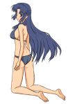  barefoot bikini blue_eyes blue_hair breasts esuyuki feet kneeling large_breasts long_hair looking_back suzumiya_haruhi_no_yuuutsu swimsuit 