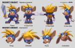  character_sheet kemono new_international_hyper_sports_ds new_international_track_&amp;_field official_art reference_sheet rocket_knight_adventures sparkster sparkster_(game) 