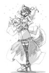  animal_ears coat geta hat hikawa_shou inubashiri_momiji monochrome multiple_girls shameimaru_aya sketch tail tengu-geta thigh-highs thighhighs tokin_hat touhou wolf_ears wolf_tail zettai_ryouiki 