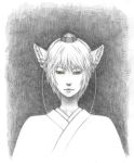  bad_id inubashiri_momiji kobushi monochrome short_hair spot_color touhou traditional_media wolf_ears yellow_eyes 