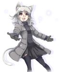  animal_ears cat_ears coat glasses gloves grey_hair satomi tail thigh-highs thighhighs 