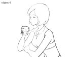  animated animated_gif gif laughing meiko mizukiyo_jiro monochrome nippori_honsha slap solo stretch vocaloid 