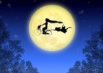  e.t. fate/stay_night fate_(series) flying full_moon matou_sakura moon night parody rider silhouette spring_onion star tree yokoura_masato 