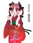  animal_ears braid cat_ears cat_tail japanese_clothes kaenbyou_rin kimono new_year red_eyes red_hair redhead ribbon ribbons tail touhou twin_braids zatsuni 