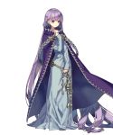  1girl absurdly_long_hair belly_chain blue_dress cape cloak dress fire_emblem fire_emblem:_fuuin_no_tsurugi fire_emblem_heroes full_body highres jewelry long_hair official_art purple_hair sofiya solo transparent_background very_long_hair violet_eyes zaza_(x-can01) 