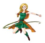  1girl bianca blonde_hair blue_eyes braid breasts cape dragon_quest dragon_quest_v dress long_hair mameezu open_mouth single_braid solo 