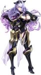  1girl armor artist_request black_armor black_boots black_panties boots breasts camilla_(fire_emblem_if) capelet cleavage fire_emblem fire_emblem_heroes fire_emblem_if full_body hand_on_own_chest head_tilt high_heel_boots high_heels highres large_breasts leather lips loincloth long_hair looking_at_viewer maeshima_shigeki official_art panties parted_lips purple_hair shiny shiny_clothes shiny_hair shiny_skin solo thigh-highs thigh_boots thighs tiara transparent_background underwear vambraces very_long_hair violet_eyes wavy_hair 