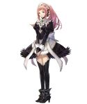  1girl ankle_boots black_footwear black_legwear blue_eyes boots closed_mouth felicia_(fire_emblem_if) female fire_emblem fire_emblem_heroes fire_emblem_if frills full_body gem hakou_(barasensou) high_heels highres juliet_sleeves long_hair long_sleeves looking_at_viewer maid maid_headdress official_art pink_hair ponytail puffy_long_sleeves puffy_sleeves ribbon shoes simple_background smile solo standing thigh-highs thighhighs transparent_background zettai_ryouiki 