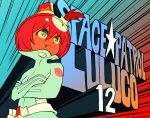  1girl :i bodysuit crossed_arms hair_ornament helmet hori_takafumi luluco one_side_up pout side_ponytail solo star star_hair_ornament uchuu_patrol_luluco 