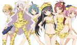  6+girls akemi_homura animal_print bikini black_hair blonde_hair blue_eyes blue_hair brown_eyes club dress horns kanabou kaname_madoka kinfuji long_hair mahou_shoujo_madoka_magica miki_sayaka momoe_nagisa multiple_girls oni open_mouth pink_eyes pink_hair ponytail red_eyes redhead sakura_kyouko setsubun short_hair short_shorts shorts spiked_club standing swimsuit thigh-highs tiger_print tomoe_mami twintails two_side_up violet_eyes weapon white_hair yellow_eyes 