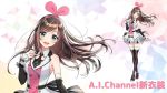  a.i._channel arm_warmers bangs bow commentary_request dress green_eyes hairband kizuna_ai lace lace-trimmed_sleeves lace-trimmed_thighhighs long_hair looking_at_viewer morikura_en multicolored_hair necktie official_art pink_bow pink_hair pink_hairband pink_ribbon ribbon shirt shorts sleeveless sleeveless_dress sleeveless_shirt thigh-highs 