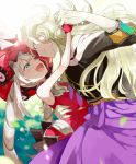  1boy 1girl blonde_hair blush couple fate/grand_order fate_(series) flower gloves hat long_hair marie_antoinette_(fate/grand_order) multiple_girls open_mouth pointy_ears smile twintails wolfgang_amadeus_mozart_(fate/grand_order) 