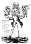  1girl 4koma ascot breasts colonel_aki comic erica_(naze1940) glasses glowing glowing_eyes greyscale hat highres kantai_collection large_breasts long_hair long_sleeves looking_at_viewer midriff monochrome navel ocean original outstretched_arms pelvic_curtain rigging shaded_face shirt shoes sidelocks smile smoke solo spread_arms standing standing_on_liquid star thigh-highs tight_shirt translation_request turret 