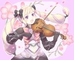  blonde_hair elise_(fire_emblem_if) european_clothes fire_emblem fire_emblem_if floral_background flower gloves holding instrument music open_mouth playing_instrument smile twintails violin 