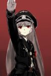  artist_request expressionless hat long_hair nazi red_eyes salute white_hair 