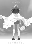  cape clefairy female_protagonist_(pokemon_sm) hat monochrome pokemon pokemon_(game) pokemon_sm stuffed_toy yomo_tsuka 