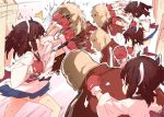  1boy 1girl bald black_hair boxing_gloves japanese_clothes petenshi_(dr._vermilion) punching short_hair touhoku_kiritan twintails voiceroid 