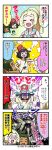  1boy 2girls 4koma beanie black blonde_hair closed_eyes comic dark_skin female_protagonist_(pokemon_sm) green_hair hair hat hau_(pokemon) highres kingin lillie_(pokemon) long_hair multiple_girls nihilego open_mouth poke_ball pokemon pokemon_(game) pokemon_sm ponytail red_hat shirt short_hair short_sleeves spoilers star tied_hair tied_shirt ultra_beast 