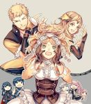  3boys 5girls ;) asymmetrical_clothes azur_(fire_emblem) bare_shoulders birthmark blonde_hair blue_eyes blue_hair braid brother_and_sister brown_gloves cape chibi circlet eudes_(fire_emblem) family father_and_daughter fire_emblem fire_emblem:_kakusei fire_emblem_if gloves grandmother_and_granddaughter green_eyes grey_hair hands_on_own_cheeks hands_on_own_face krom liz_(fire_emblem) long_hair lucina mother_and_son multiple_boys multiple_girls olivia_(fire_emblem) one_eye_closed ophelia_(fire_emblem_if) orange_yanagi pauldrons pink_hair pose siblings smile soleil_(fire_emblem_if) twintails 