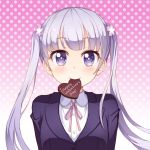  1girl blush chocolate highres long_hair looking_at_viewer new_game! purple_hair ryuu32 solo suzukaze_aoba twintails valentine violet_eyes 