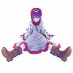  1girl dragon_quest dragon_quest_ii dress hood long_hair princess_of_moonbrook purple_hair sitting tamago_tomato 