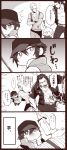  4boys 4koma :3 arms_behind_head baseball_cap casual chibi comic crying final_fantasy final_fantasy_xv fishing gladiolus_amicitia glasses greyscale hat highres ignis_scientia jitome male_focus masiro monochrome multiple_boys no_mouth noctis_lucis_caelum prompto_argentum suspeders suspenders tears translation_request 