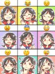  &gt;_&lt; 1girl :d ? black_hair blush closed_eyes expressions flying_sweatdrops frown heart horns imokichi kijin_seija multicolored_hair musical_note one_eye_closed open_mouth red_eyes redhead smile smiley_face streaked_hair surprised sweatdrop tears teeth tongue tongue_out touhou white_hair xd 