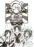  4girls blush clantail food happy mahou_shoujo_ikusei_keikaku mahou_shoujo_ikusei_keikaku_restart miyokata_nonako monochrome multiple_girls pechika_(mahoiku) rionetta saliva sister_nanasi tail_wagging 