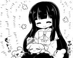  &gt;_&lt; +++ /\/\/\ :3 black_hair blush bow closed_eyes comb combing comic flower futa4192 greyscale hands_on_own_thighs heart hime_cut houraisan_kaguya inaba long_hair long_sleeves monochrome rabbit touhou translated very_long_hair wide_sleeves |_| 