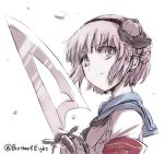  1girl mahou_shoujo_ikusei_keikaku naginata pink_hair polearm short_hair sister_nanasi snow_white_(mahoiku) solo weapon 