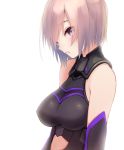  1girl armor armored_dress bare_shoulders breasts cowboy_shot detached_sleeves eyebrows_visible_through_hair eyes_visible_through_hair fate/grand_order fate_(series) hair_over_one_eye highres looking_at_viewer medium_breasts purple_hair shielder_(fate/grand_order) short_hair solo tebi_(tbd11) upper_body violet_eyes 
