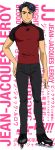  1boy artist_request black_hair blue_eyes character_name english full_body hand_on_hip ice_skates jean-jacques_leroy male_focus official_art skates smile transparent_background yuri!!!_on_ice 