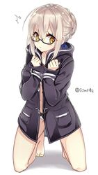  /\/\/\ 1girl ahoge artist_name bare_legs barefoot black-framed_eyewear black_panties blonde_hair breasts coat collarbone fate/grand_order fate_(series) full_body furrowed_eyebrows glasses hair_between_eyes hands_on_own_chest head_tilt heroine_x heroine_x_(alter) hood hood_down hooded_coat kneeling lace lace-trimmed_panties legs_apart lingerie long_sleeves looking_at_viewer nail_polish no_bra no_pants open_clothes open_coat panties pocket saber semi-rimless_glasses shijima_(sjmr02) short_hair sidelocks simple_background sleeve_cuffs small_breasts solo surprised tareme toenail_polish twitter_username under-rim_glasses under_boob underwear white_background white_panties winter_clothes winter_coat yellow_eyes yellow_nails 