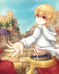  1boy blonde_hair child child_gilgamesh fate/grand_order fate_(series) gilgamesh looking_at_viewer looking_back male_focus red_eyes solo younger 