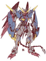  blade claws destiny_gundam fusion gundam gundam_barbatos gundam_seed gundam_seed_destiny gundam_tekketsu_no_orphans highres kaneko_tsukasa mecha no_humans solo spikes standing tail wings 