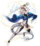  1boy armor artist_request attack bangs black_gloves blue_cape cape collar energy fire_emblem fire_emblem_heroes fire_emblem_if gloves highres holding holding_sword holding_weapon katana male_focus male_my_unit_(fire_emblem_if) my_unit_(fire_emblem_if) official_art open_mouth pointy_ears red_eyes serious silver_hair solo spiky_hair sword tail teeth toeless_legwear weapon 