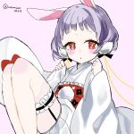  1girl animal_ears gekokujou_hana japanese_clothes kimono mahou_shoujo_ikusei_keikaku mahou_shoujo_ikusei_keikaku_limited purple_hair rabbit_ears red_eyes short_hair solo uemasan0805 