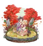  2girls antlers autumn centaur clantail deer eating grass kneeling leaf mahou_shoujo_ikusei_keikaku mahou_shoujo_ikusei_keikaku_restart maple_leaf multiple_girls pechika_(mahoiku) pillowtoo rooster_tail sitting smile tree 