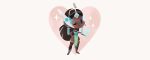  1girl black_hair chibi dark_skin earrings forehead_jewel full_body headgear heart jewelry long_hair looking_at_viewer mechanical_arm one_eye_closed overwatch pelvic_curtain simple_background solid_circle_eyes solo sparkle star symmetra_(overwatch) thigh-highs tinysnails valentine visor white_background 