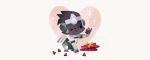  1boy :q armor chibi chocolate full_body gorilla heart one_eye_closed overwatch ribbon simple_background solid_circle_eyes solo sparkle star tinysnails tongue tongue_out valentine white_background winston_(overwatch) yellow_ribbon 