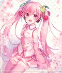  blush dress happy hatsune_miku long_hair pink_eyes pink_hair sakura_miku twintails vocaloid 