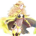  1girl bare_shoulders blonde_hair breasts cape cleavage fire_emblem fire_emblem_if hair_ornament insarability long_hair ophelia_(fire_emblem_if) simple_background white_background 
