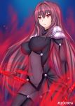  absurdres breasts fate/grand_order fate_(series) highres long_hair open_mouth purple_hair red_eyes rizcky_ryu scathach_(fate/grand_order) solo 
