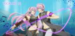  brother_and_sister couple headphones megurine_luka megurine_luki midriff pink_hair thigh-highs thighhighs vocaloid 