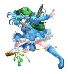  bad_id bag blue_eyes blue_hair gun hat kanoue_hiji kawashiro_nitori key touhou weapon 