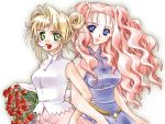  akiduki_wataru akizuki_wataru blonde_hair blue_eyes bouquet bouquets double_bun flower green_eyes long_hair neviril pink_hair simoun 